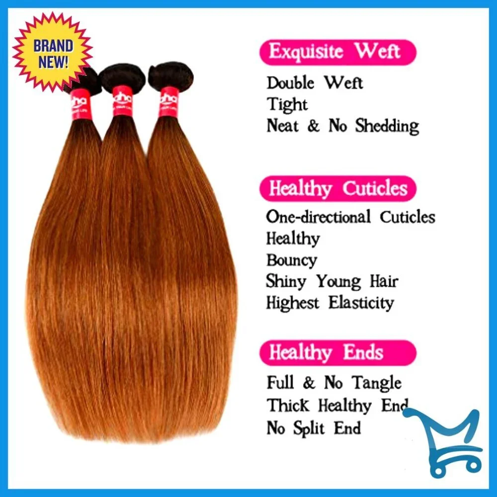 Brazilian Straight Human Hair Weave 3 Bundles with Lace Closure 14-26in
